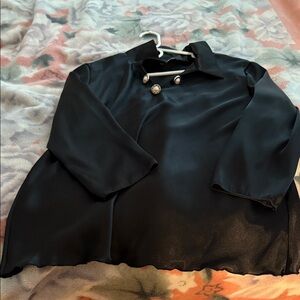 Express Black Blouse with Button Details